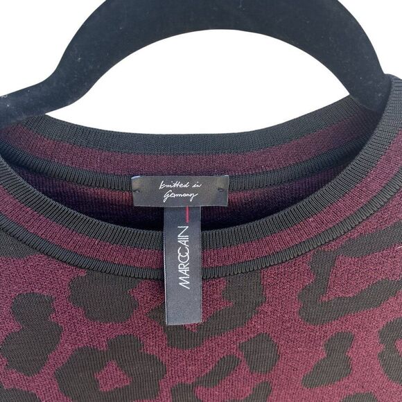 Marc Cain S Collections Virgin Wool Aubergine Animal Print Sweater Size N1 US 2 - Picture 2 of 5